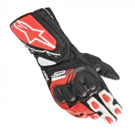 GUANTES ASFALTO ADULTO ALPINESTARS SP-8 V3 ROJO Y BLANCO