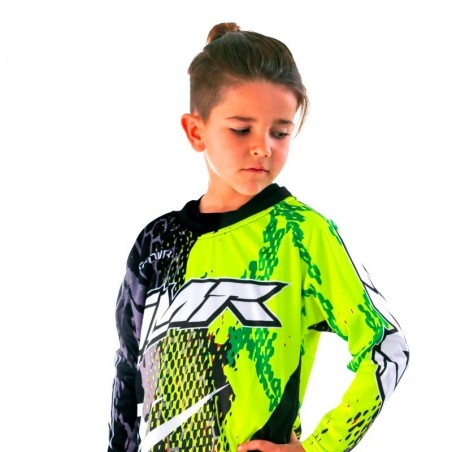 CAMISETA CROSS XFOUR AMARILLO Y VERDE FLUOR NIÑO MODELO 3K
